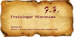 Freisinger Hieronima névjegykártya